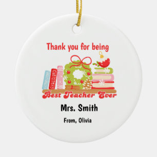 Personalised Holiday Gift for Educators Ceramic Tree Decoration