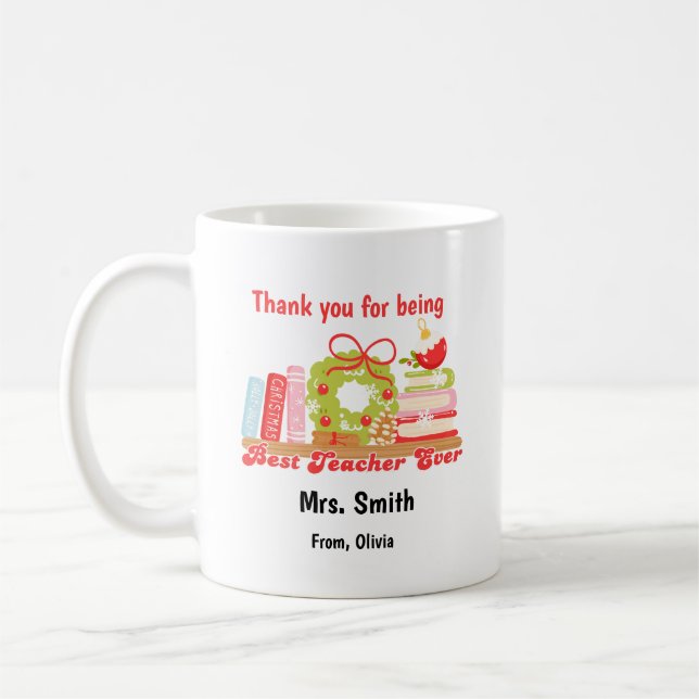 Personalised Holiday Gift for Educators Coffee Mug (Left)