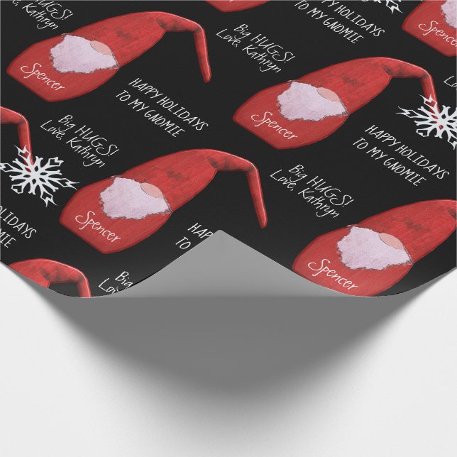 Personalised Holiday Gnomie Wrapping Paper (Corner)