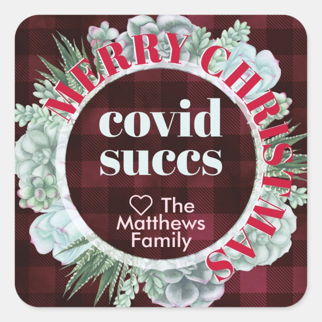 Personalised Holiday Humour 2020 Covid Succs Pun Square Sticker (Front)