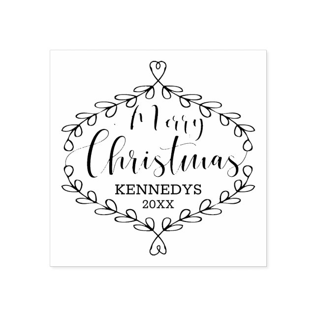 Personalised Holiday Merry Christmas Rubber Stamp (Imprint)