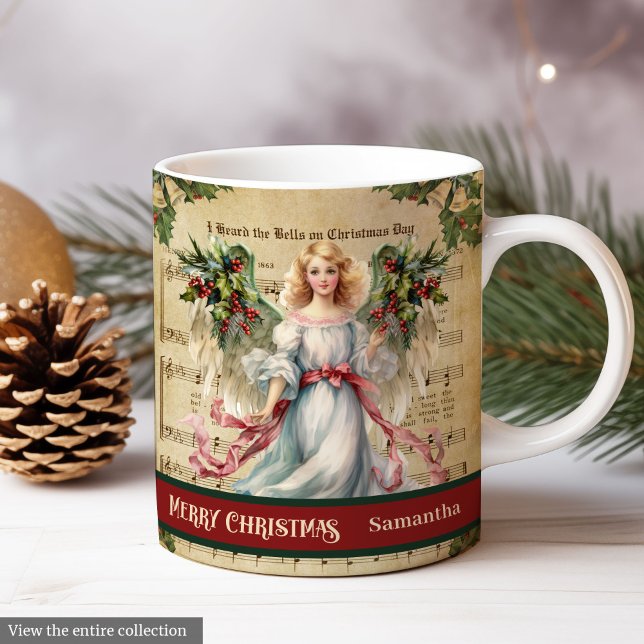 Personalised Holiday Mug Retro Angel Celebration (Personalized Holiday Mug Retro Angel Celebration)