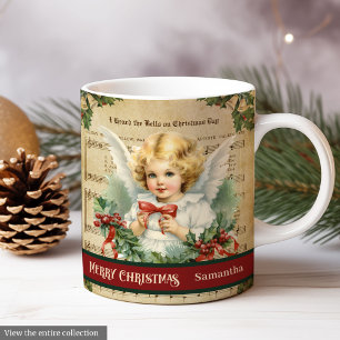 Personalised Holiday Mug Retro Angel Table Accent