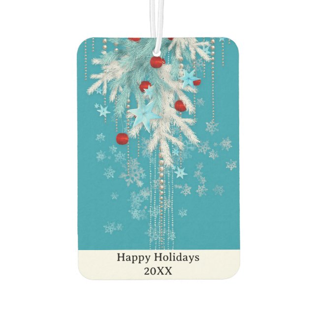 Personalised Holiday Ornaments w/ Snow Car Air Freshener (Back)