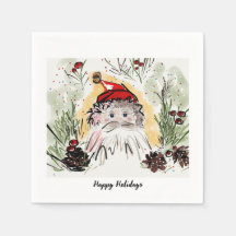 Personalised Holiday Party Santa Cocktail Napkins