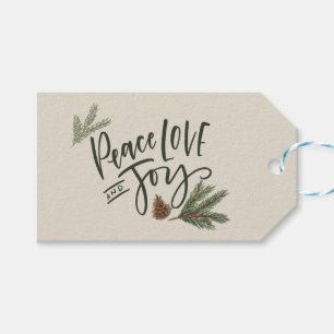 Personalised Holiday Peace Love and Joy Gift Tags