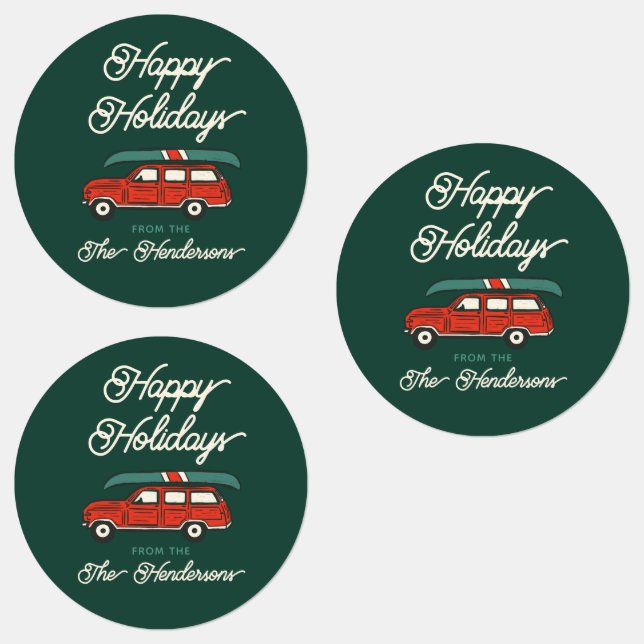 Personalised Holiday Retro Red Wagon Christmas (Group)