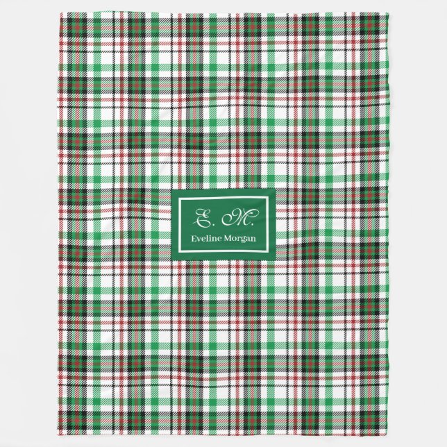 Personalised Holiday Throw Blanket Plaid Keepsake (Front)