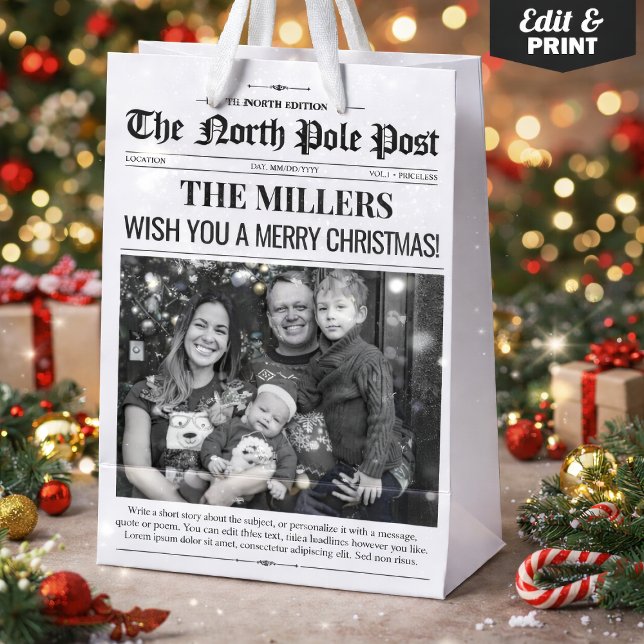 Personalised Holidays Gift Bag Christmas Newspaper (Personalized Holidays Gift Bag Christmas Newspaper)