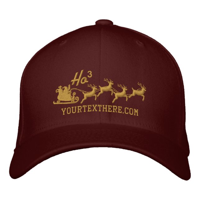Personalised Holidays Santa Sleigh Ride Scene Embroidered Hat (Front)