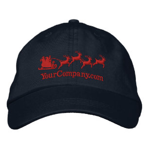 Personalised Holidays Santa Sleigh Ride Scene Embroidered Hat
