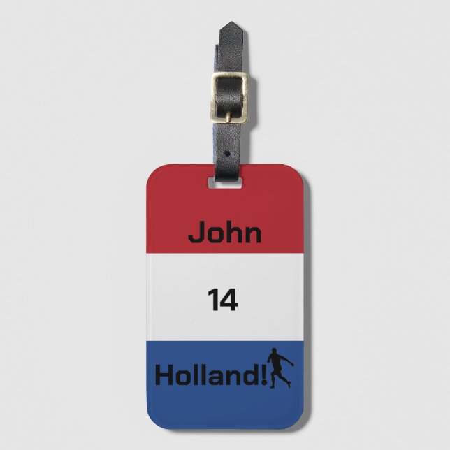 Personalised Holland Flag Soccer Travel Luggage Tag (Front Vertical)