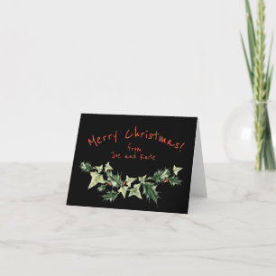 Personalised Holly and Ivy Botanical Christmas Holiday Card