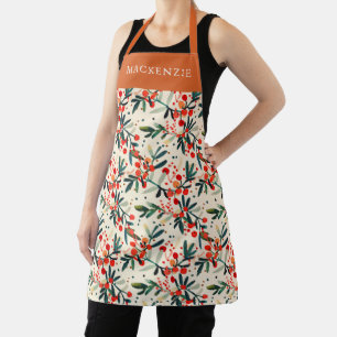 Personalised Holly Berry Pattern Apron