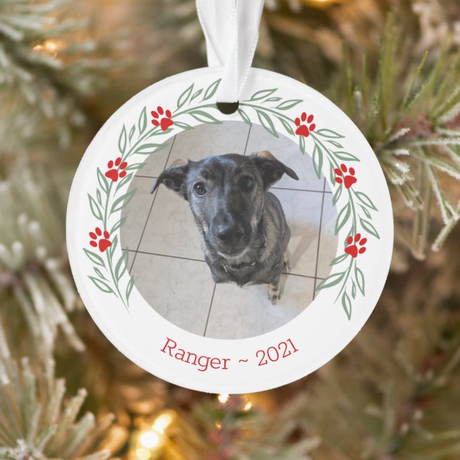 Personalised Holly Elegant Pet Photo Ornament (Tree)
