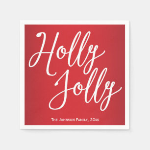 Personalised Holly Jolly Christmas Paper Napkins