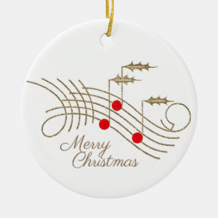 Personalised Holly Music Christmas Ornament