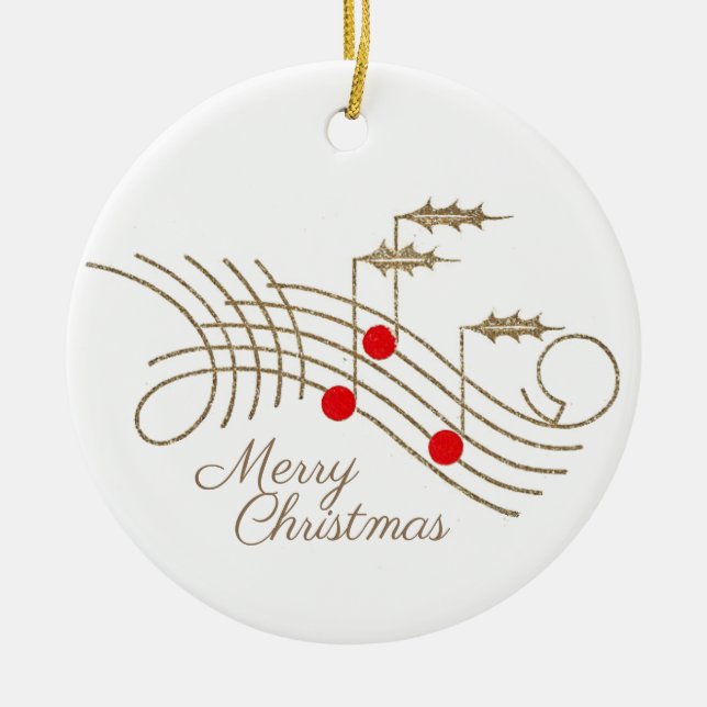 Personalised Holly Music Christmas Ornament (Front)