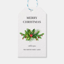 Personalised Holly Pine & Berry Merry Christmas