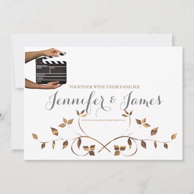 Personalised Hollywood Clapper Wedding Invitation (Front)