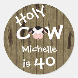 Personalised Holy Cow 40th Birthday Stickers