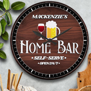 Personalised Home Bar Theme Large Clock