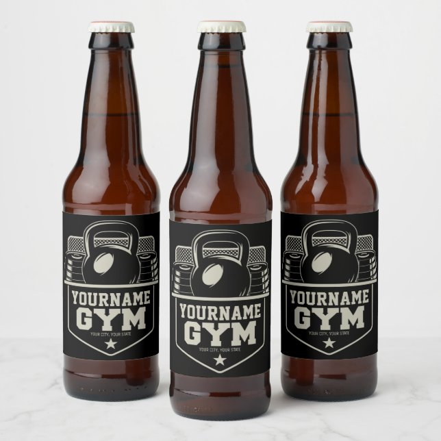 Personalised Home GYM Kettlebell Fitness Trainer  Beer Bottle Label (Bottles)