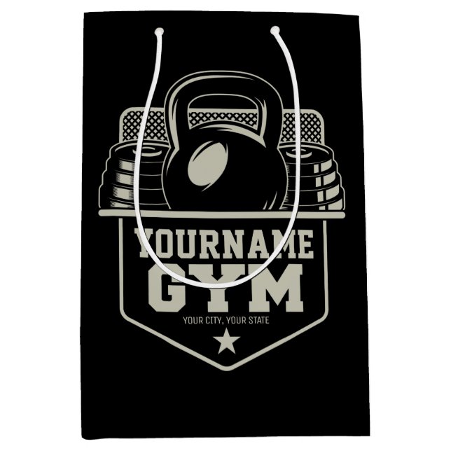 Personalised Home GYM Kettlebell Fitness Trainer  Medium Gift Bag (Front)