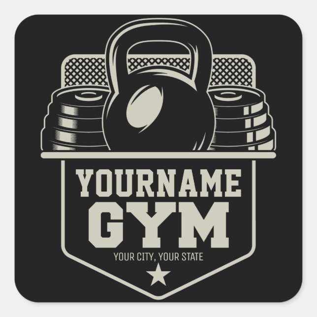 Personalised Home GYM Kettlebell Fitness Trainer  Square Sticker (Front)