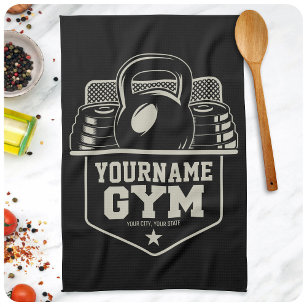 Personalised Home GYM Kettlebell Fitness Trainer  Tea Towel
