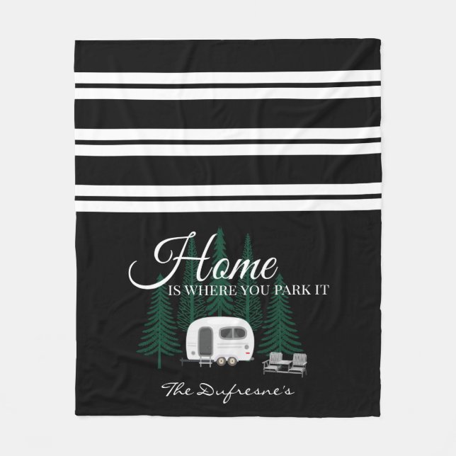 Personalised "Home Is Where You Park It"  Fleece Blanket (Front)