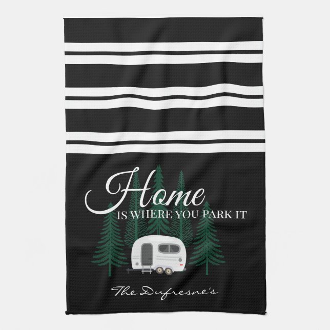 Personalised "Home Is Where You Park It" Tea Towel (Vertical)