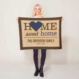 Personalised Home Sweet Home Family Welcome Sign Fleece Blanket