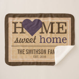 Personalised Home Sweet Home Family Welcome Sign Sherpa Blanket