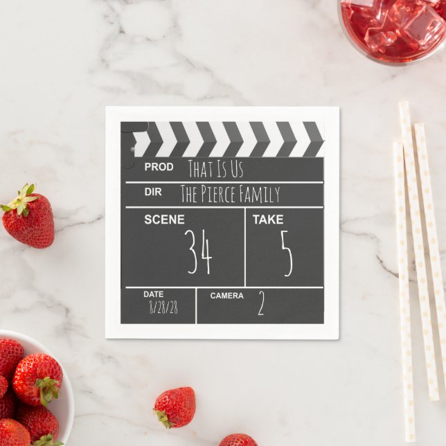 Personalised Home Theatre Custom Movie Clapboard Napkin (Insitu)
