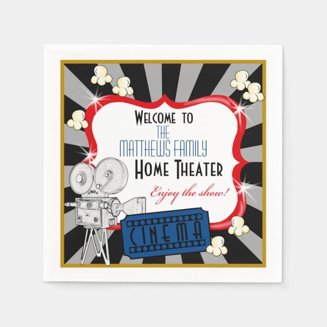 Personalised Home Theatre Movie Napkins (Front)