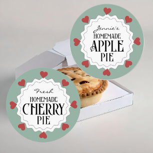 Personalised Homemade Apple Pie Label with Hearts 