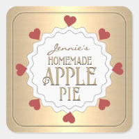 Personalised Homemade Apple Pie Label with Hearts 