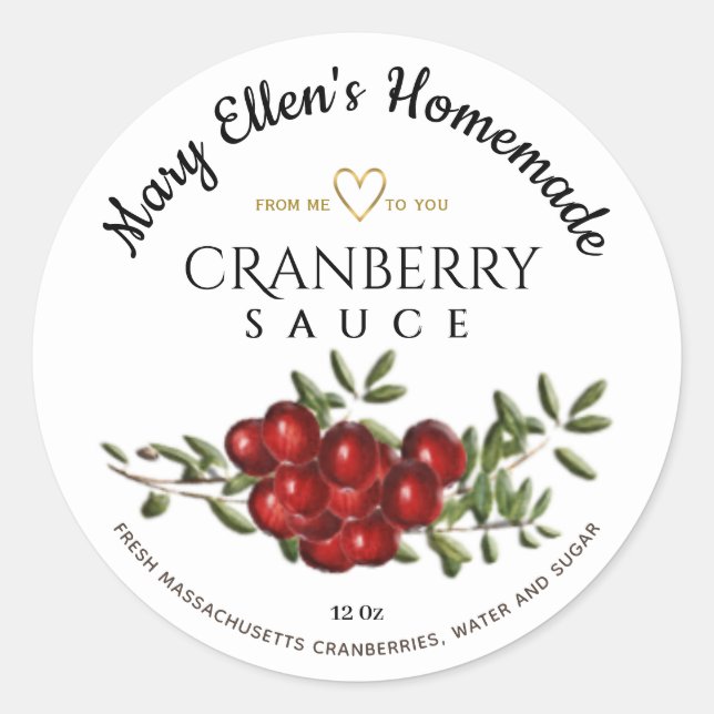 Personalised Homemade Cranberry Sauce Label (Front)