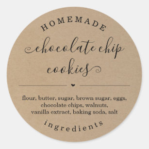 Personalised Homemade Food Kraft Background Classic Round Sticker