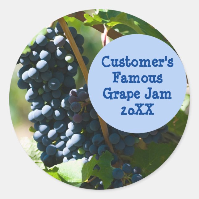 Personalised Homemade Grape Jam/Jelly Template Classic Round Sticker (Front)