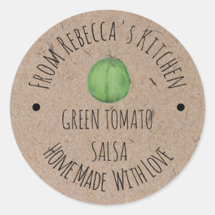 Personalised Homemade Green Tomato Salas  Classic Round Sticker