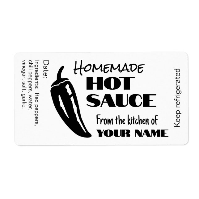 Personalised Homemade Hot Sauce Black Chilli Peppe (Front)