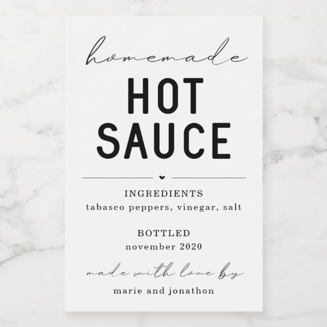 Personalised Homemade Hot Sauce Label (Single Label)