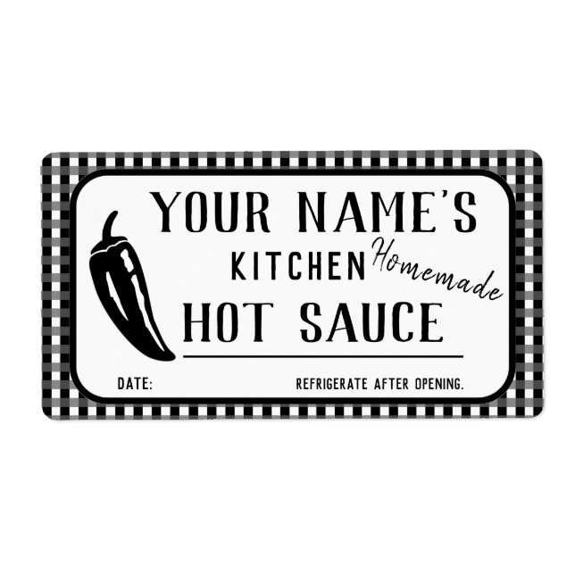 Personalised Homemade Hot Sauce Labels Black Chill (Front)