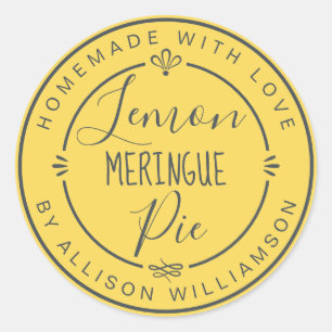 Personalised Homemade Lemon Meringue Pie Classic Round Sticker