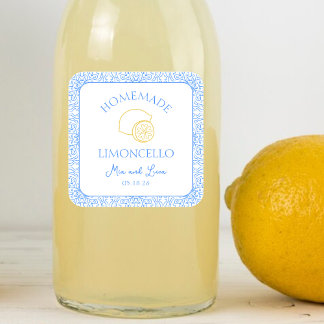 Personalised Homemade Limoncello Bottle Wedding Square Sticker