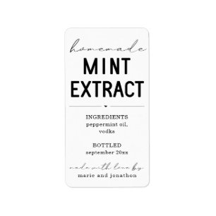 Personalised Homemade Mint Extract Label