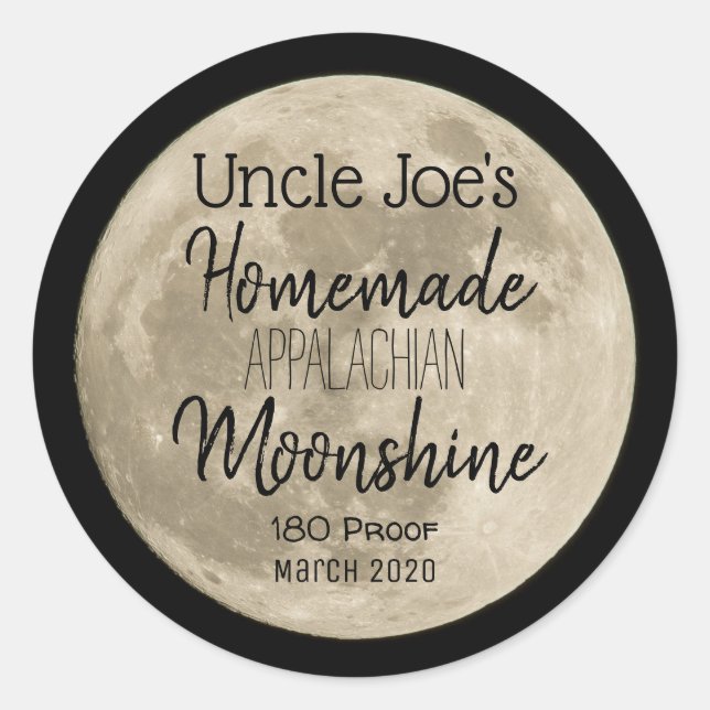 Personalised Homemade Moonshine Label (Front)