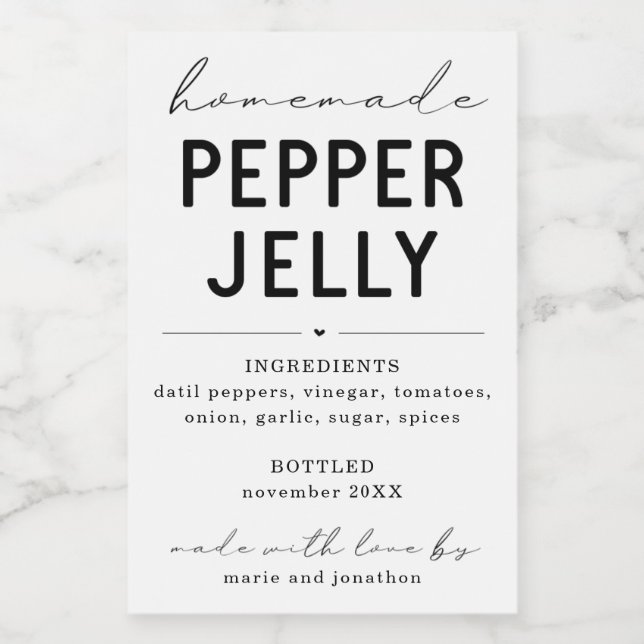 Personalised Homemade Pepper Jelly Label (Single Label)